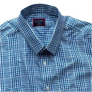 Untuckit Shirt Mens Large Blue Checkered Button Up Casual Long Sleeved